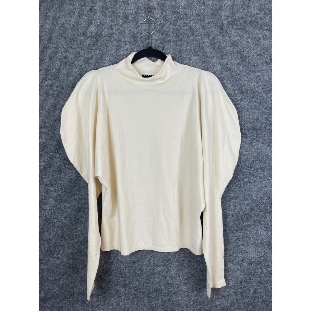 Sisley Mock Neck Top Women's Medium‎ Cream Puff Shoulder Urban Viscose